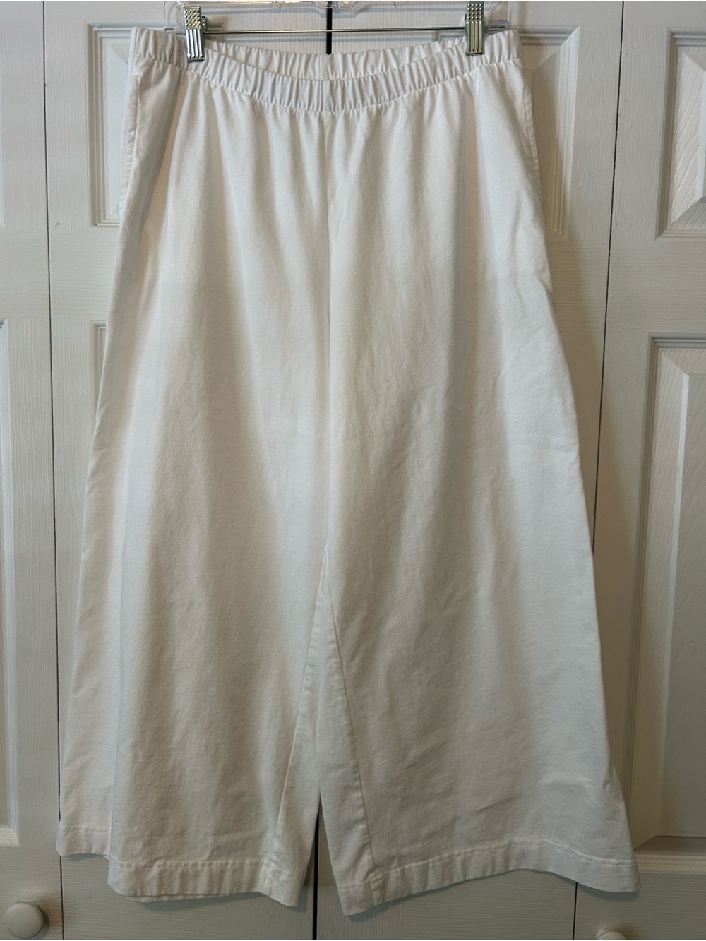 GAP White Knit Wide-Leg Elastic-Waist Pants GUC Sz Large-Petite